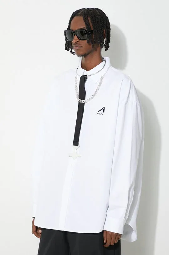 1017 ALYX 9SM cotton shirt Oversized Logo Poplin Shirt men's white color AAMSH0234FA01