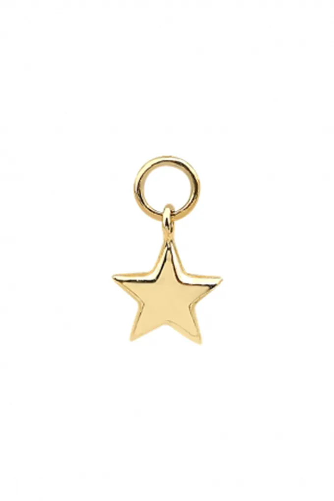 14 Real Solid Gold Everyday Minimalist Small Modern Trendy Dangle Boho Star Hoop Earring Charm