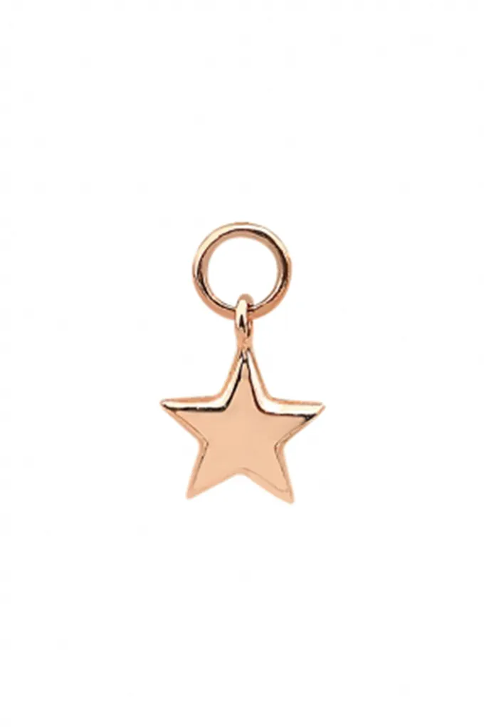 14 Real Solid Gold Everyday Minimalist Small Modern Trendy Dangle Boho Star Hoop Earring Charm