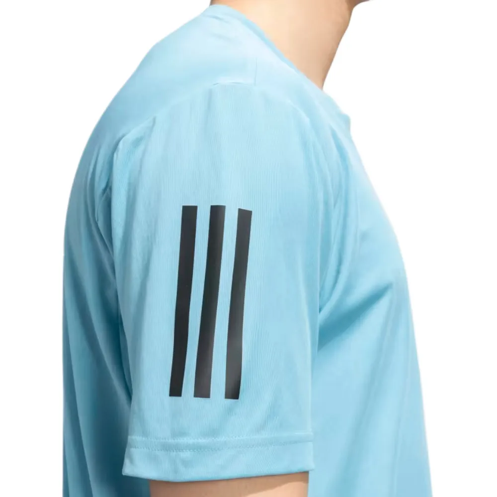 Adidas Men's Club 3 Stripes Tennis Tee (Preloved Blue)