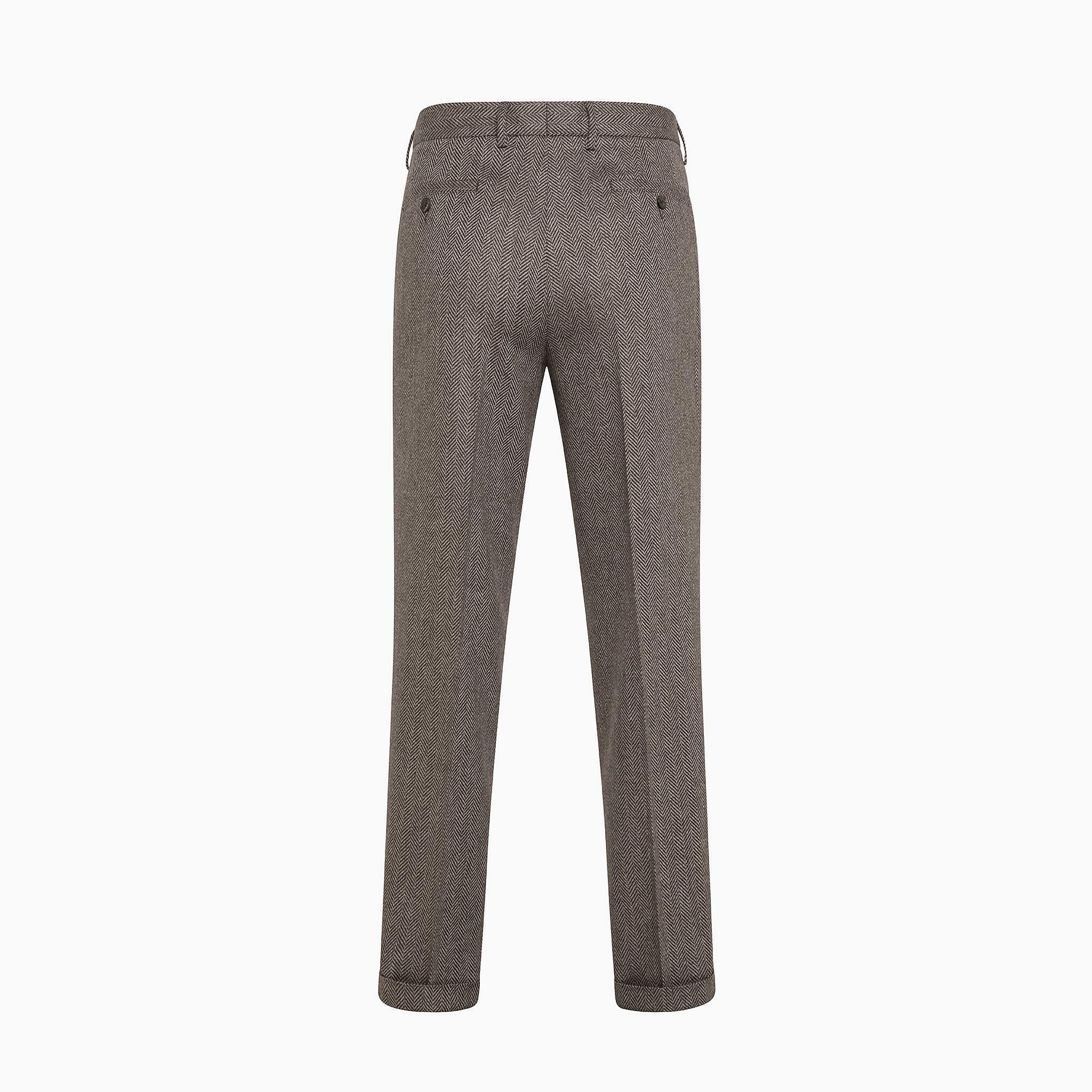 Alain Pleated Chino in Herringbone Archivio wool