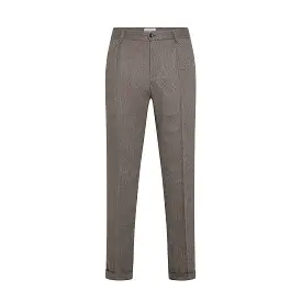 Alain Pleated Chino in Herringbone Archivio wool