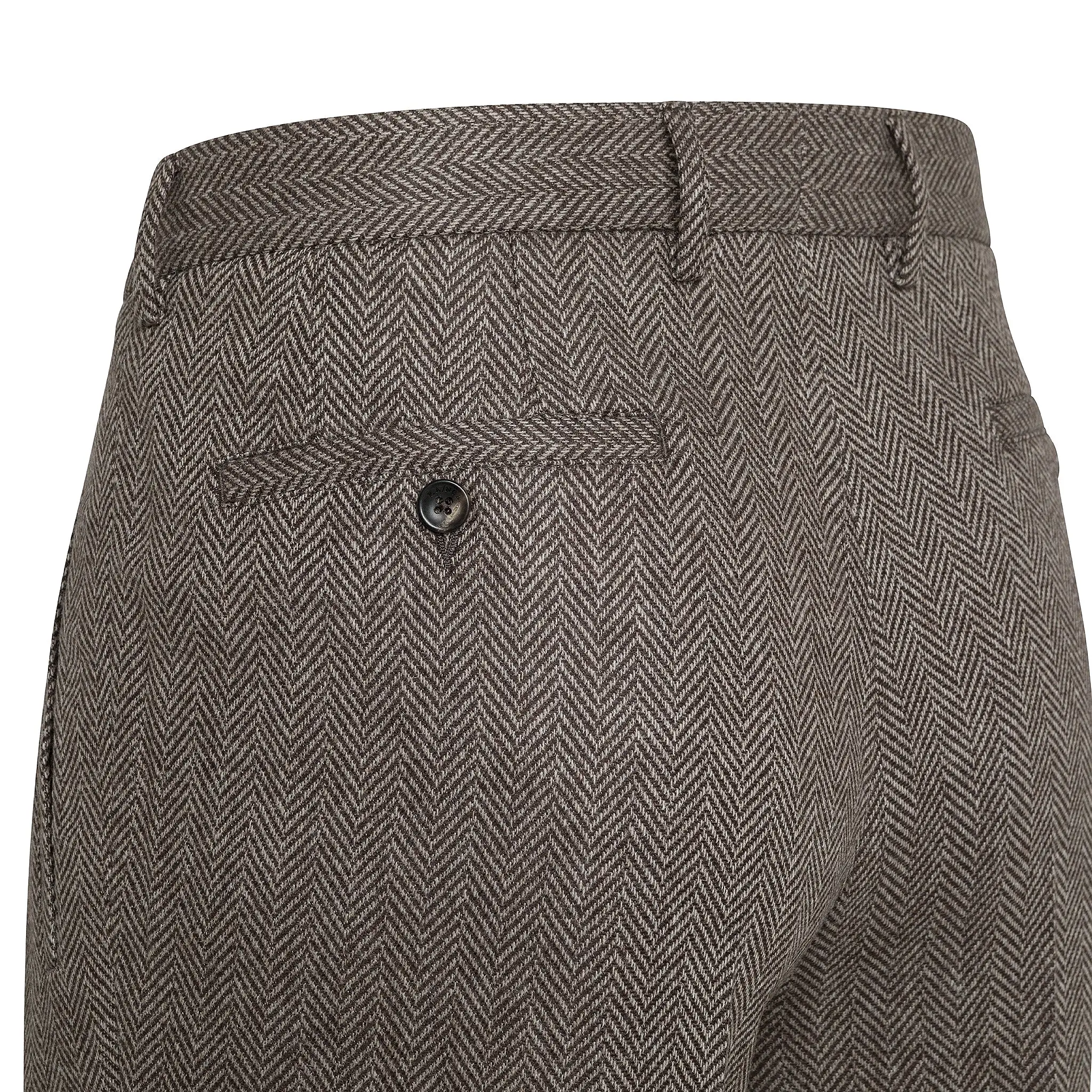 Alain Pleated Chino in Herringbone Archivio wool