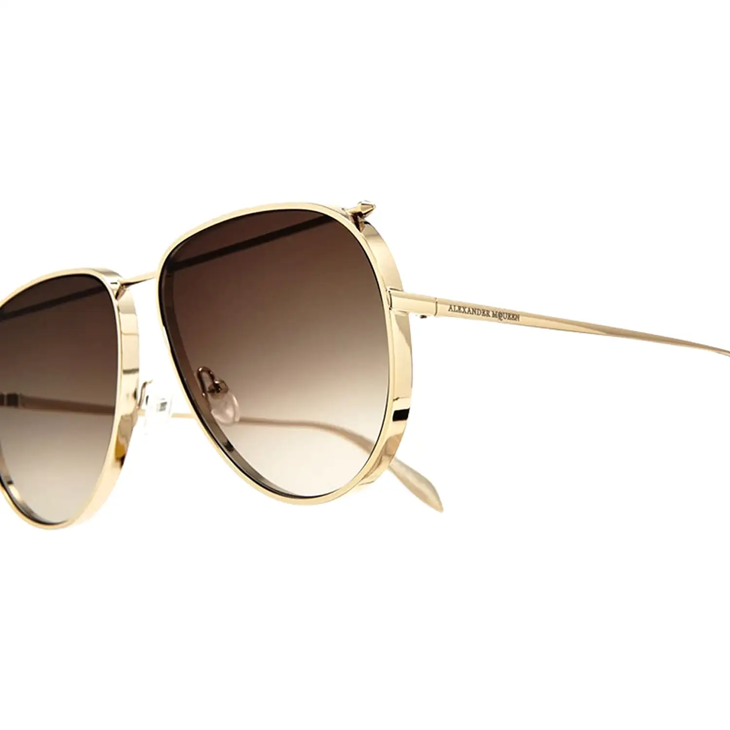 Alexander Mcqueen Brown Gold Metal Sunglasses