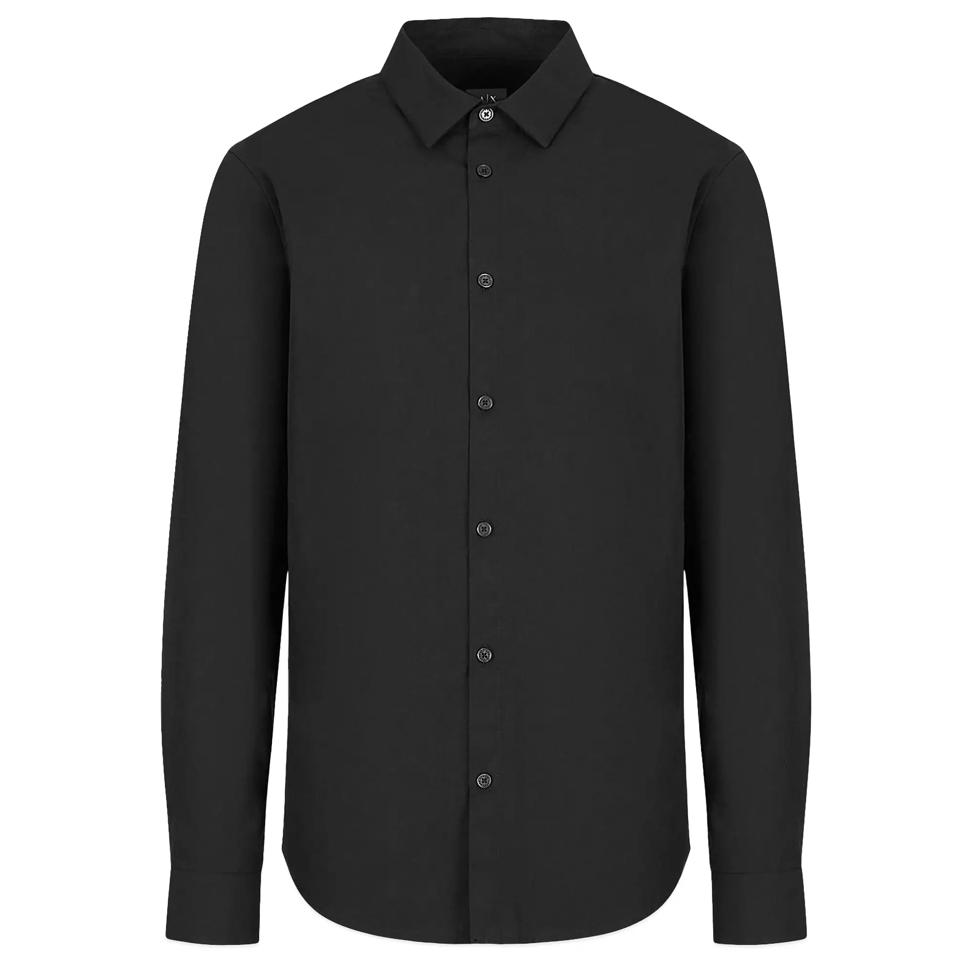 Armani Exchange Cotton Stretch Long Sleeve Shirt - Black