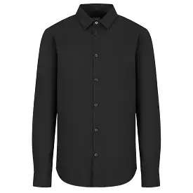 Armani Exchange Cotton Stretch Long Sleeve Shirt - Black