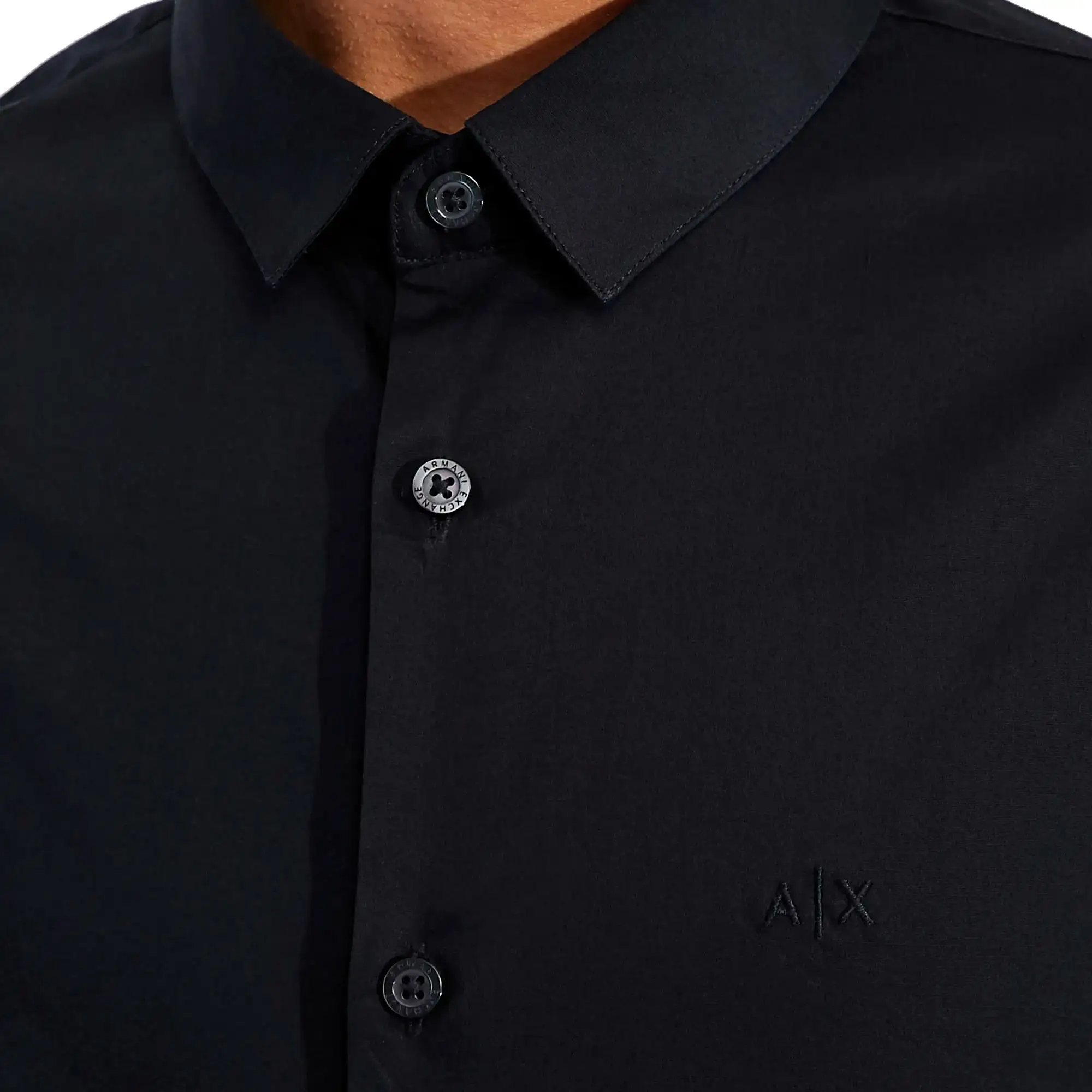 Armani Exchange Cotton Stretch Long Sleeve Shirt - Navy