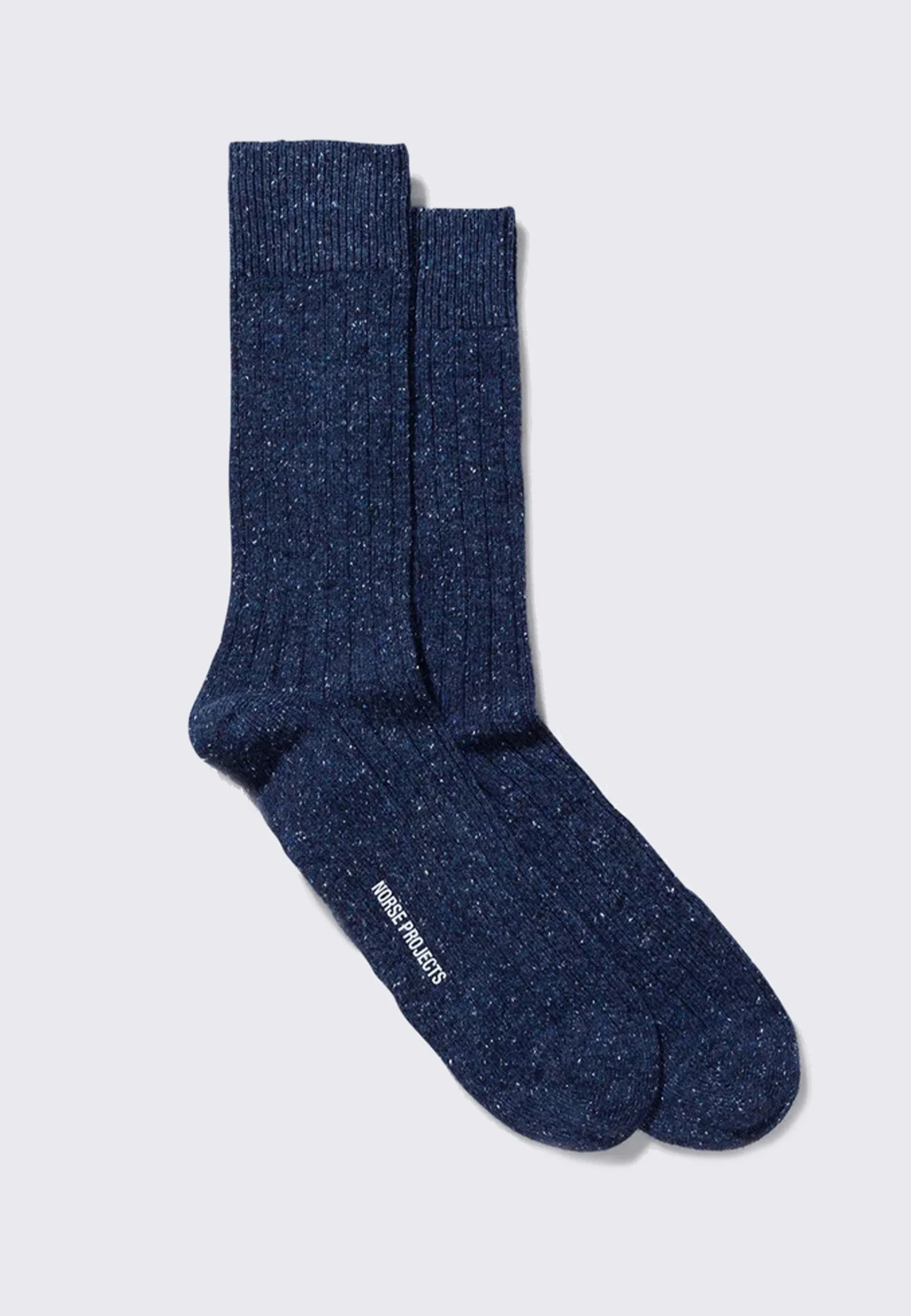 Bjarki Neps Wool Rib Socks - Dark Navy