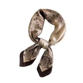 Brown Print Satin Scarf - ETA 5/22