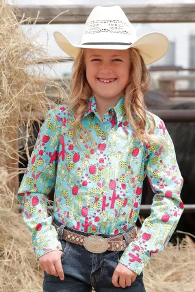 Cinch Girls Cactus Print Long Sleeve Shirt