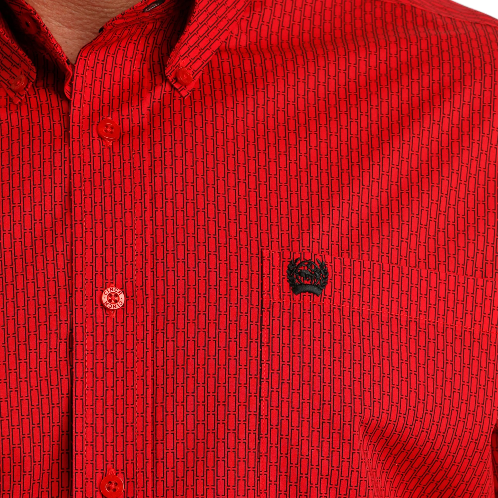 Cinch Men's Red Geometric Print Long Sleeve