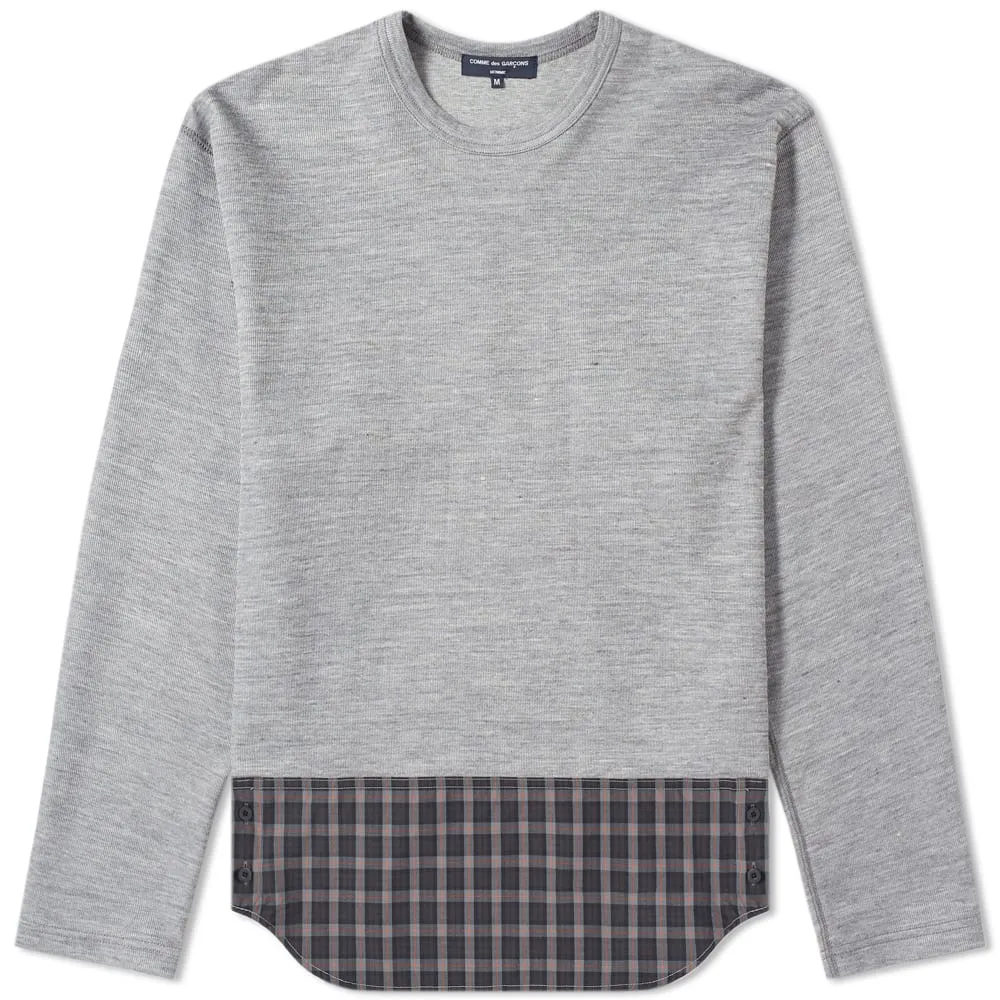 Comme des Garcons Homme Long Sleeve Logo Print Panel TeeGrey