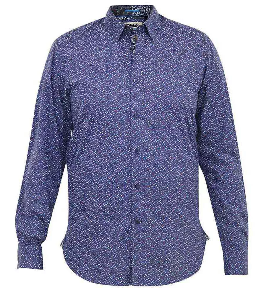 D555 Mens Long Sleeve Shirt With Micro All Over Print (VALENCE)