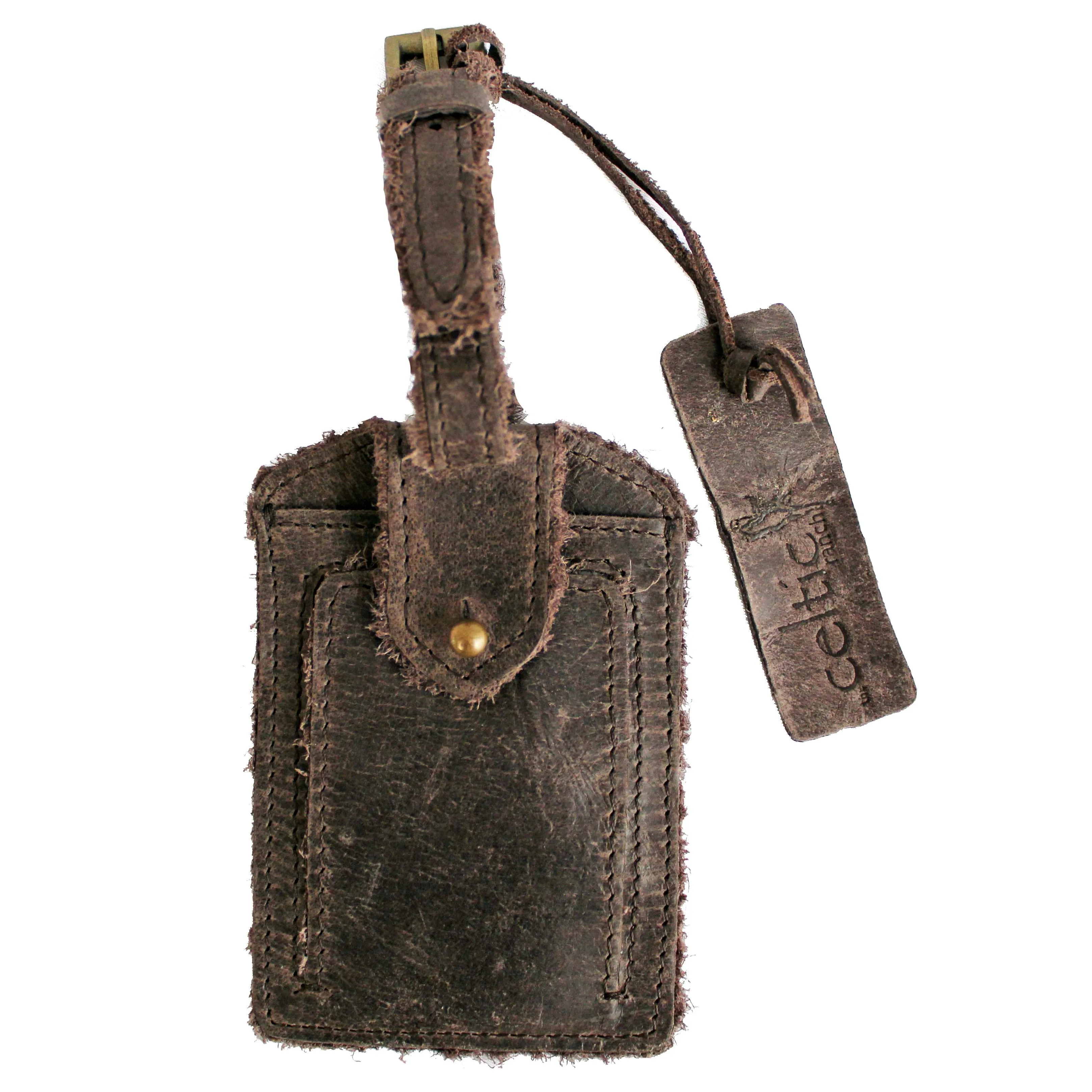 Distressed Leather Luggage Tag