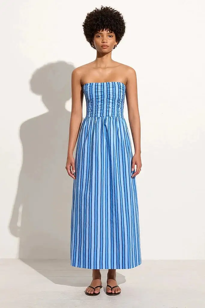 DOMINQUEZ MIDI DRESS (AKAIA STRIPE) - FAITHFULL THE BRAND