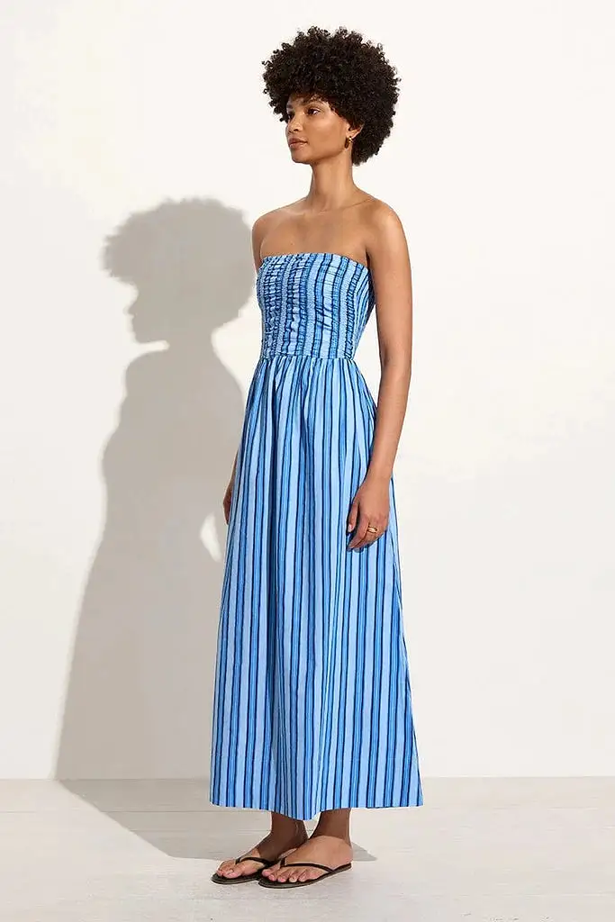 DOMINQUEZ MIDI DRESS (AKAIA STRIPE) - FAITHFULL THE BRAND