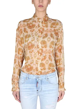 Dsquared2 Woven Floral Print Long-Sleeved Shirt