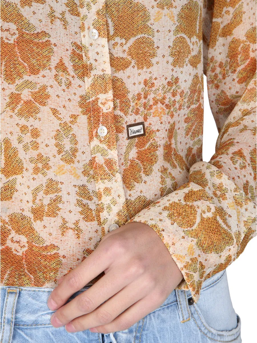 Dsquared2 Woven Floral Print Long-Sleeved Shirt