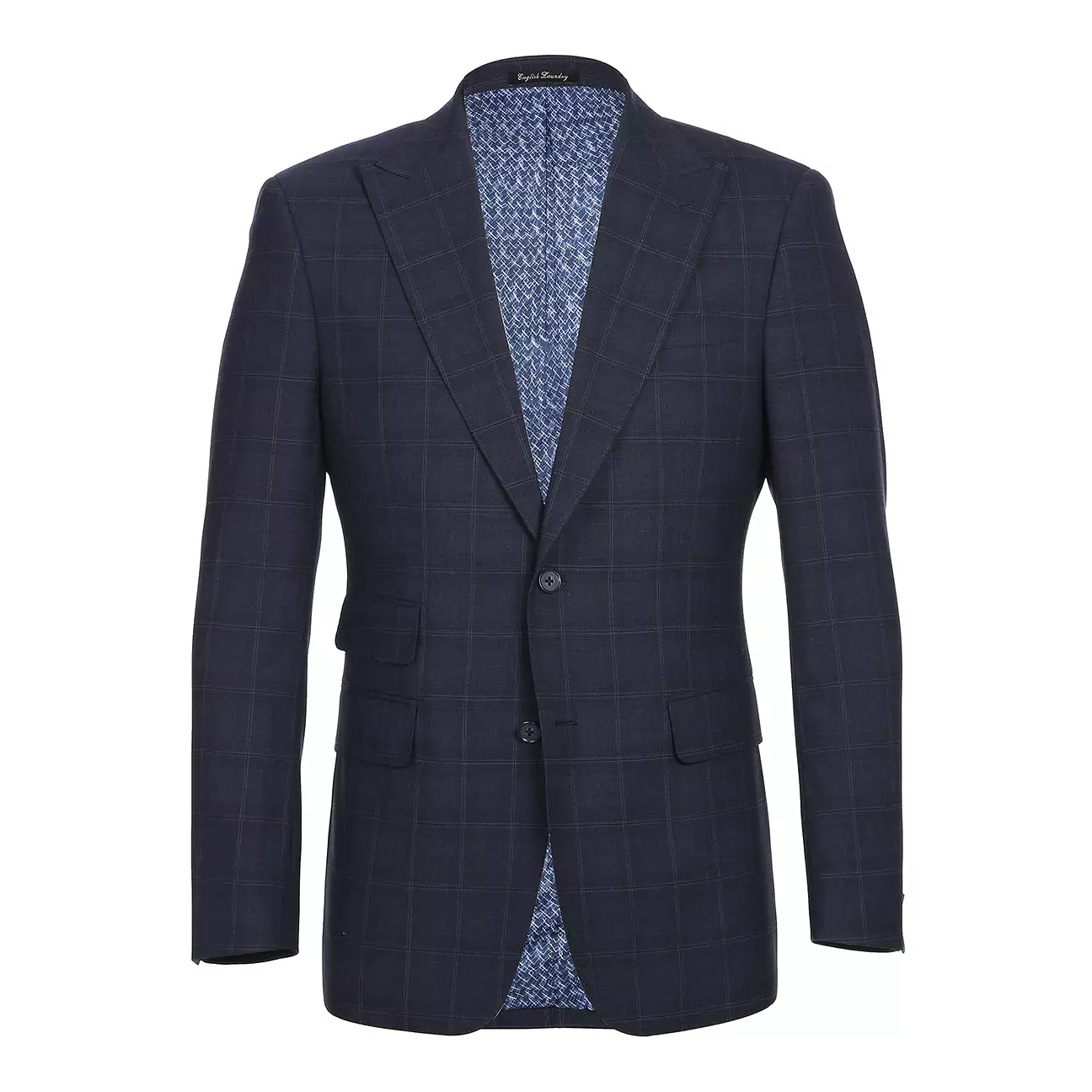 ENGLISH LAUNDRY Dark Blue Checked Wool Suit 62-65-095