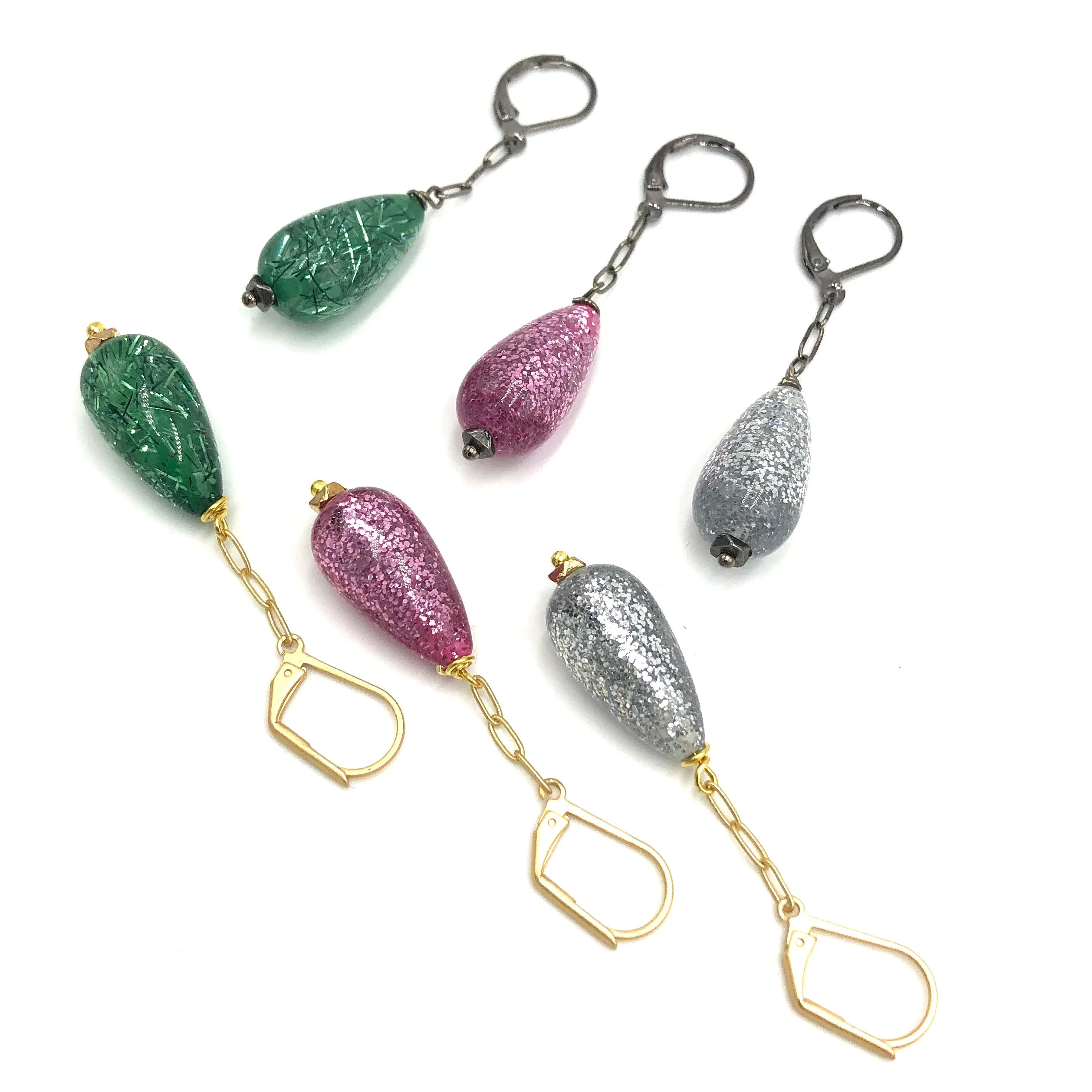 Esther Glitter Chain TearDrop Earrings