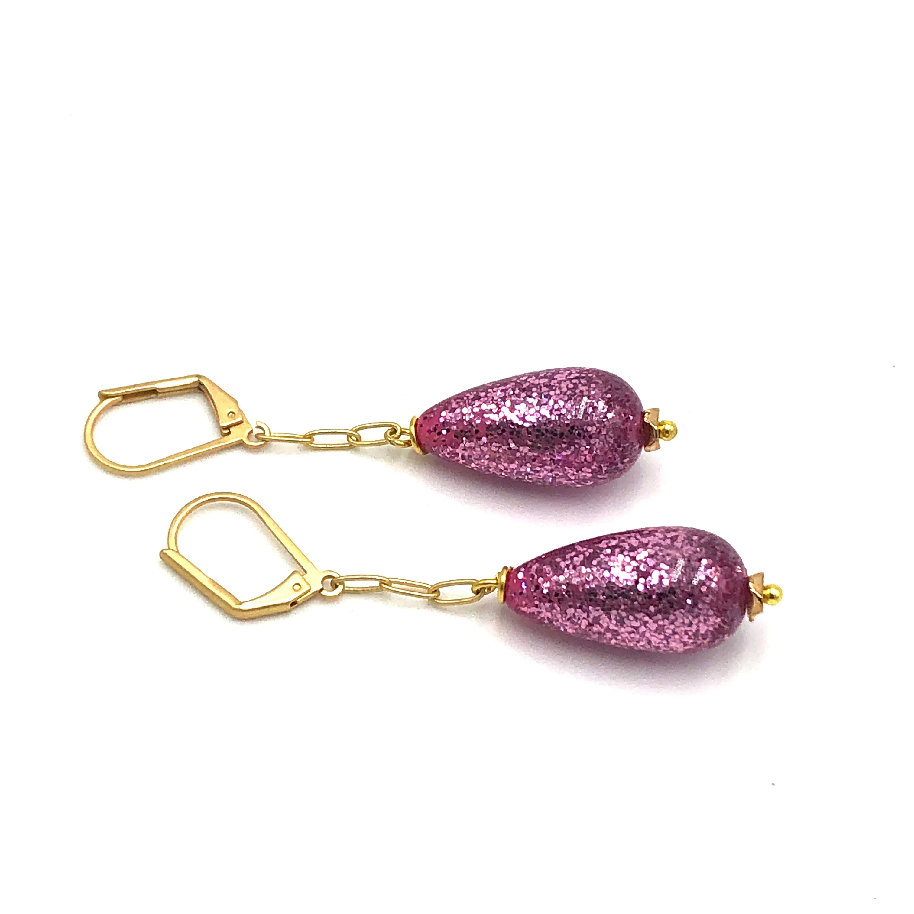 Esther Glitter Chain TearDrop Earrings