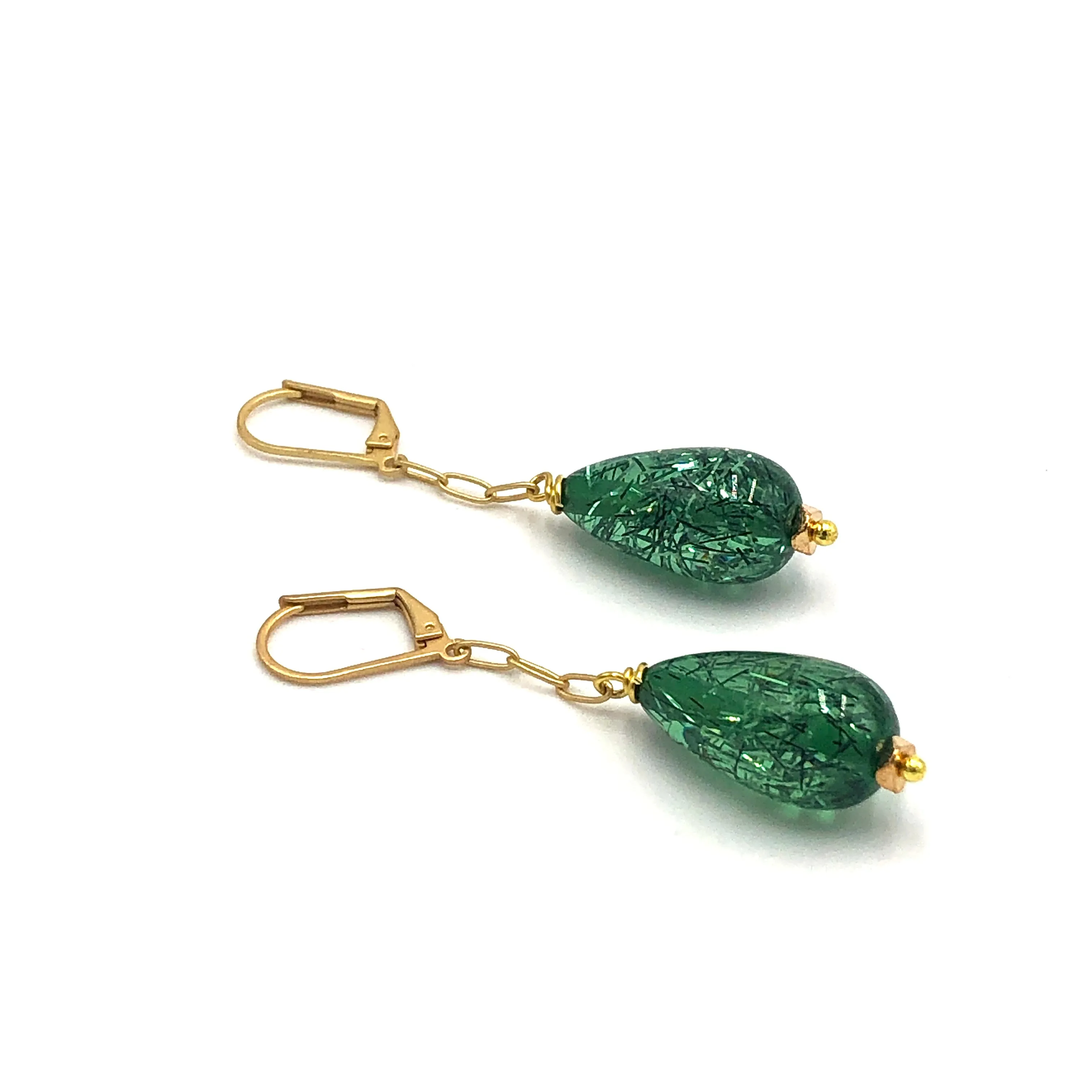 Esther Glitter Chain TearDrop Earrings