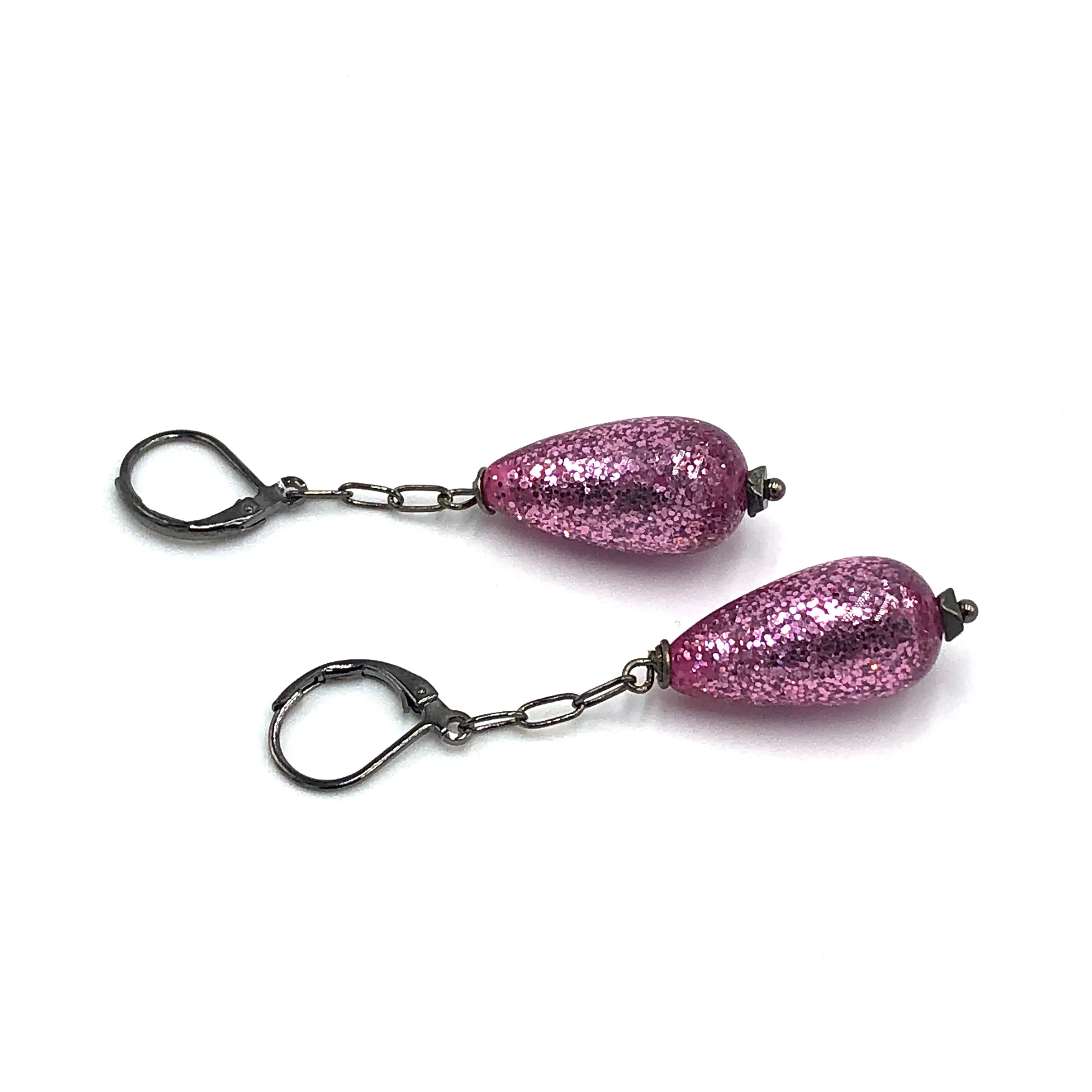 Esther Glitter Chain TearDrop Earrings