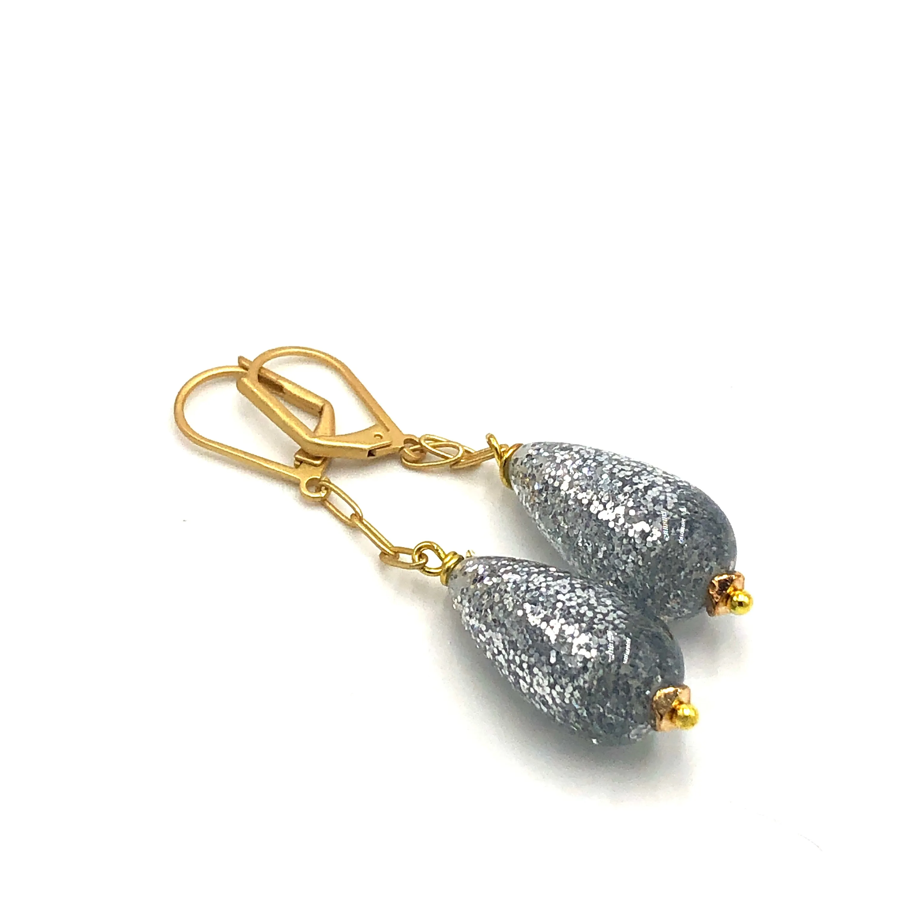 Esther Glitter Chain TearDrop Earrings