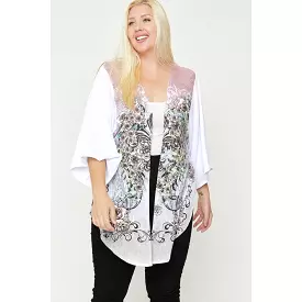 Floral Wings Sublimation Print, Long Body Cardigan