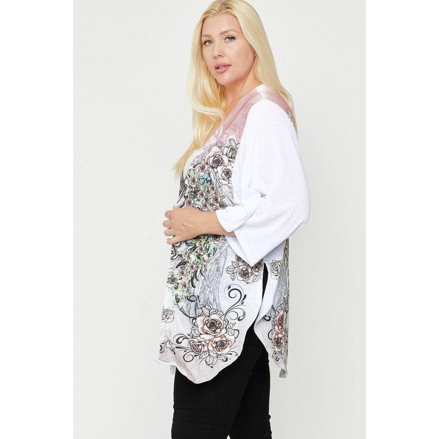 Floral Wings Sublimation Print, Long Body Cardigan