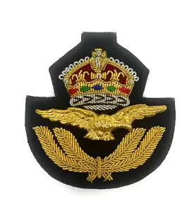 Forage Cap Badge - RAF - Navy Backing - Tudor Crown