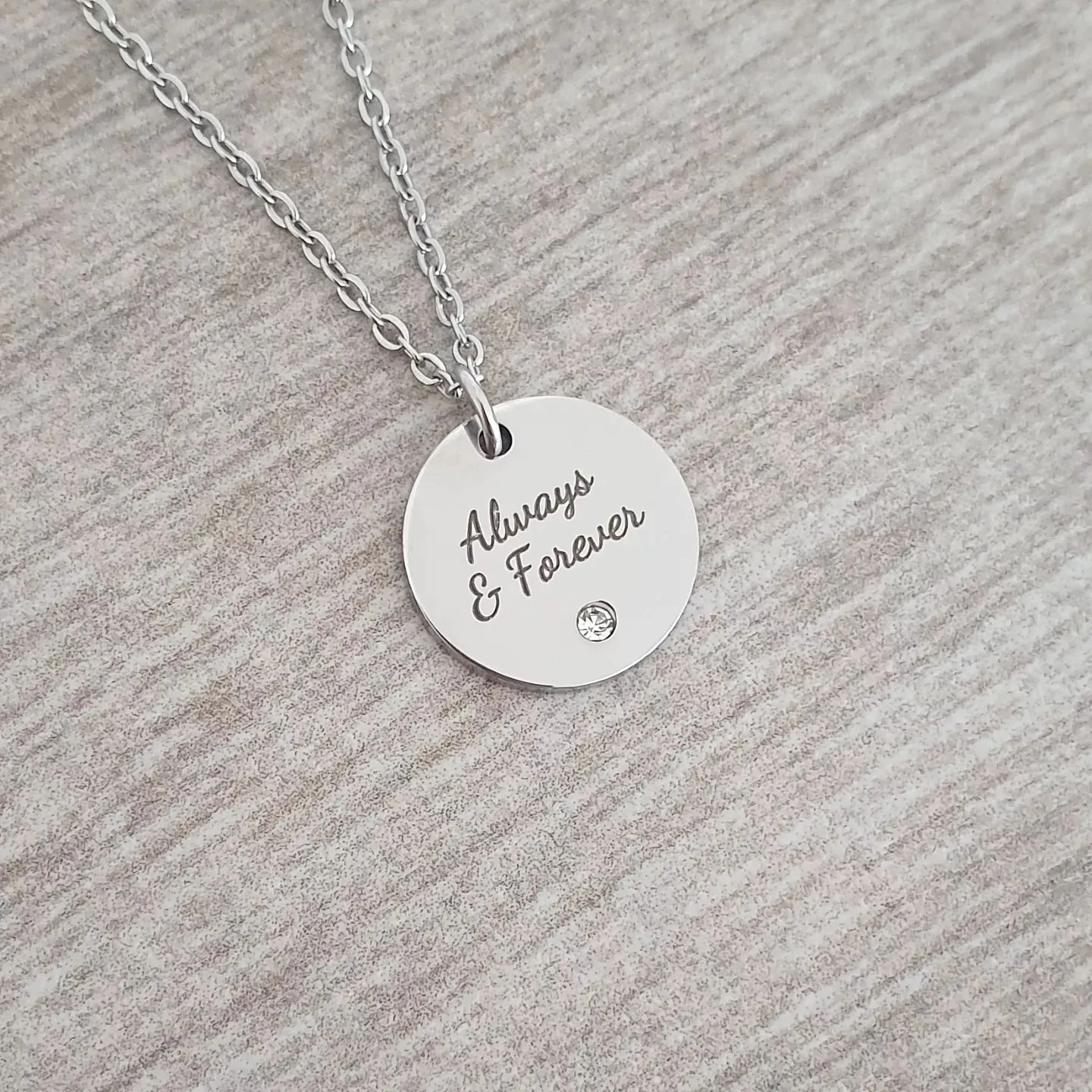 Gemma-Lee Personalized Necklace, Stainless Steel, Size: 15mm on 45cm chain (READY IN 3 DAYS!)