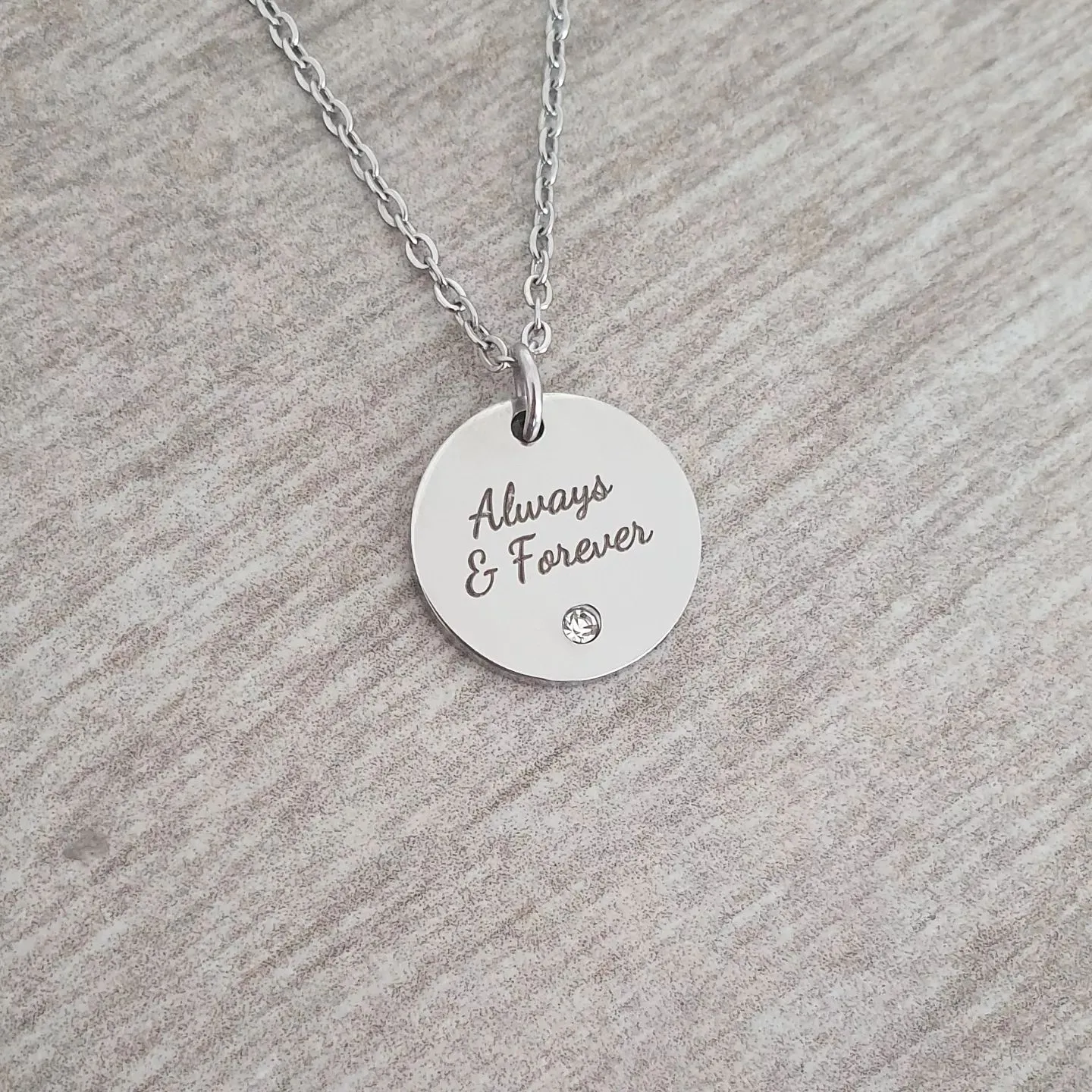 Gemma-Lee Personalized Necklace, Stainless Steel, Size: 15mm on 45cm chain (READY IN 3 DAYS!)