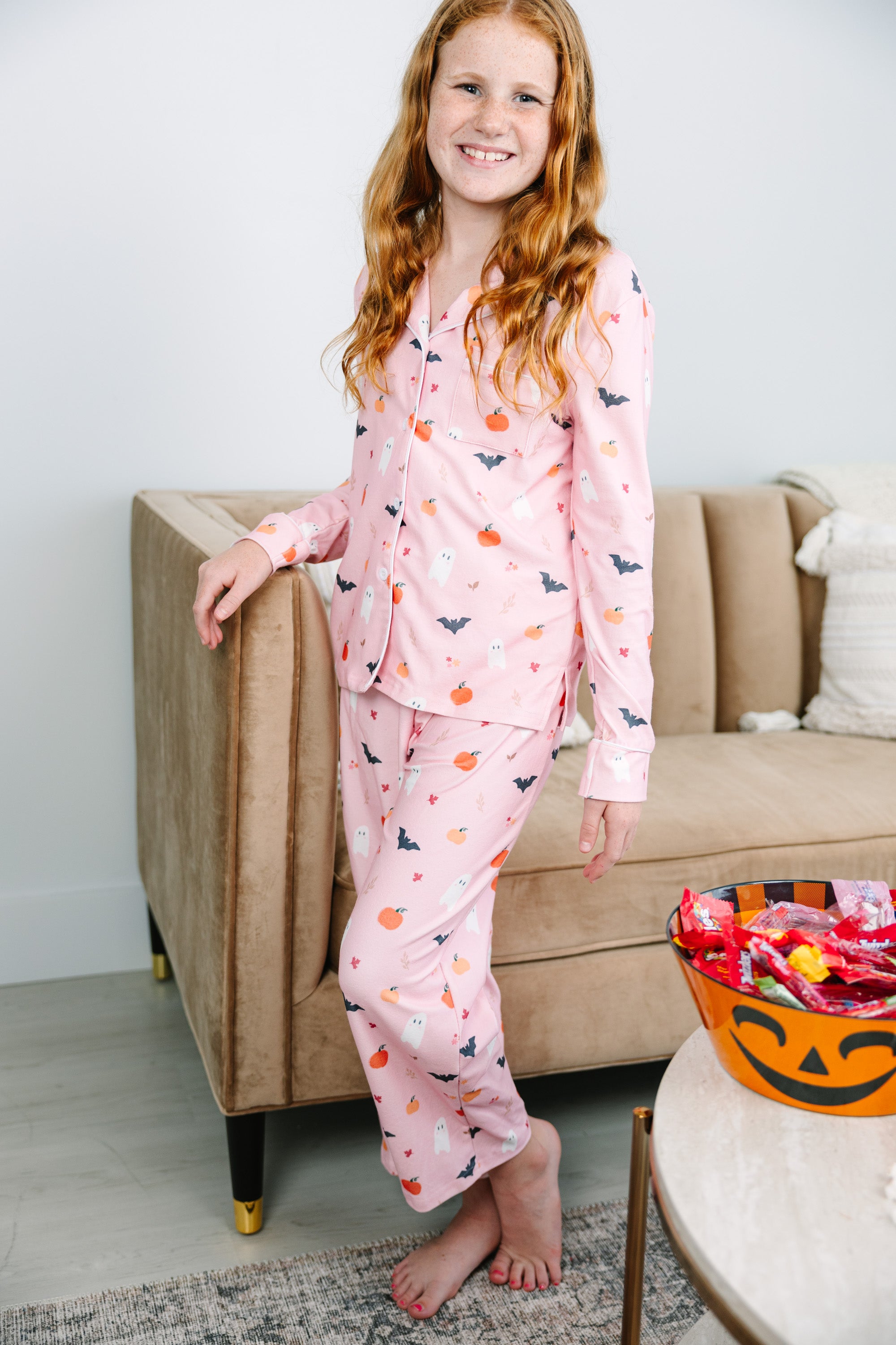 Girls: Staying In Halloween Long Sleeve Pajama Set