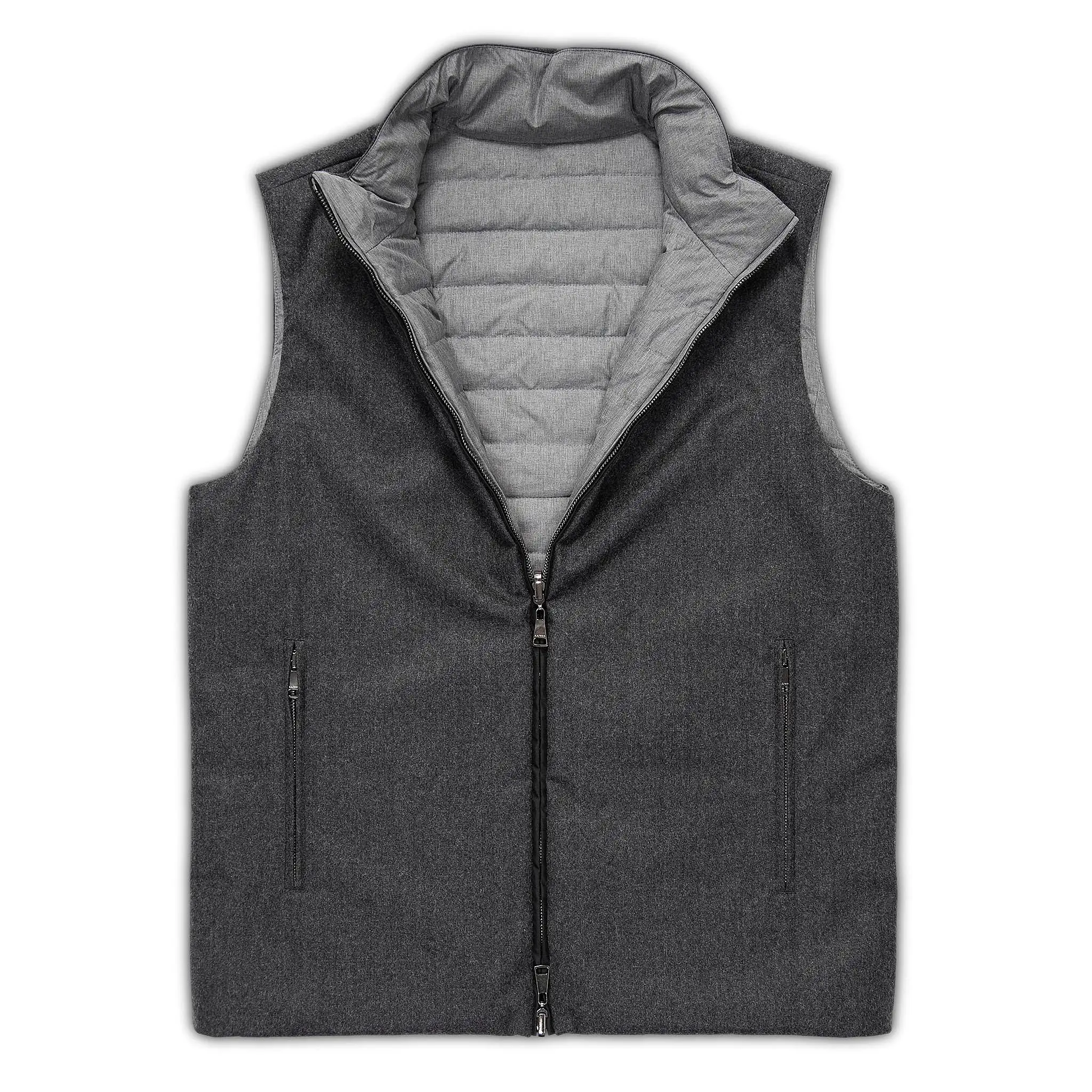 Herbert reversible gilet in winter wool and down (dark grey melange)