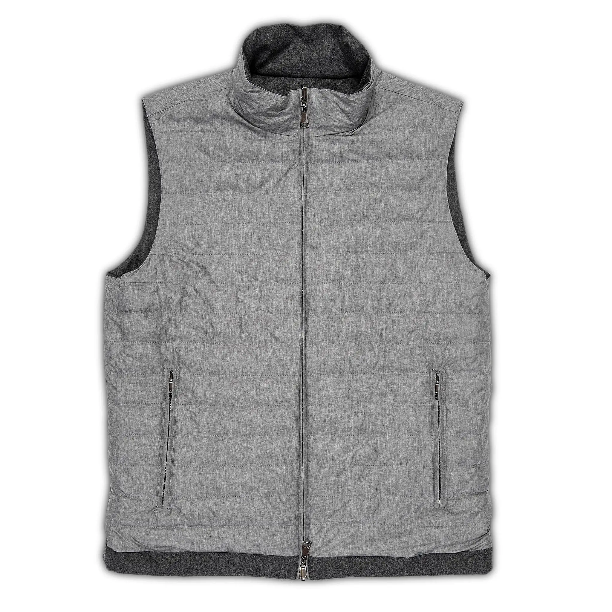 Herbert reversible gilet in winter wool and down (dark grey melange)