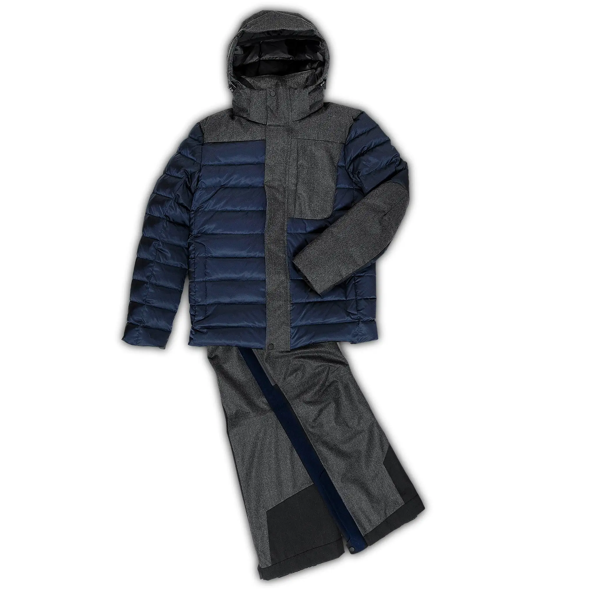 Herevé winter hybrid down ski jacket two tones (dark blue/grey melange)