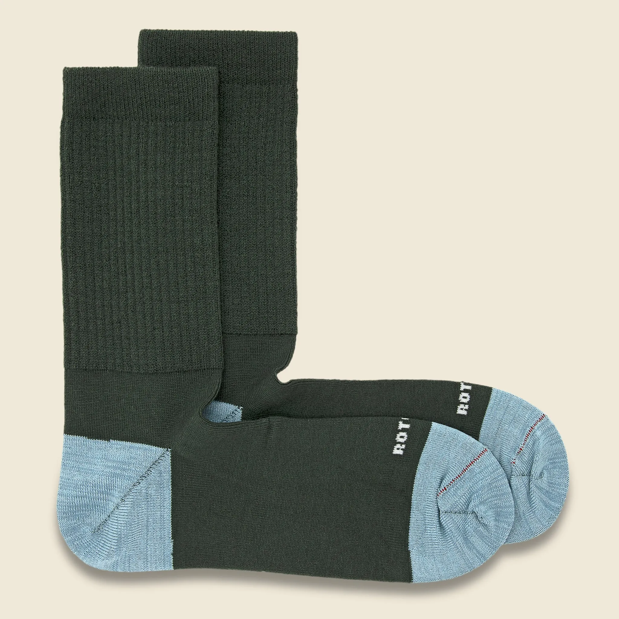 Hybrid Merino Wool Crew Sock - Dark Green/Sax