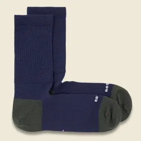 Hybrid Merino Wool Crew Sock - Navy/Dark Green