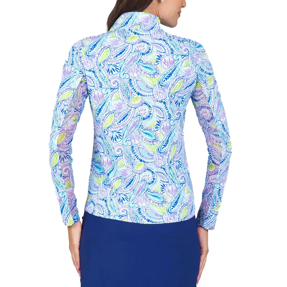 IBKUL Massie Print Long Sleeve Mock Neck Top