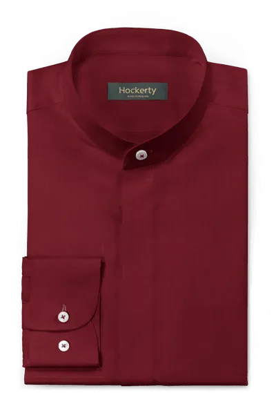 Imperial red band collar Shirt with hidden buttons