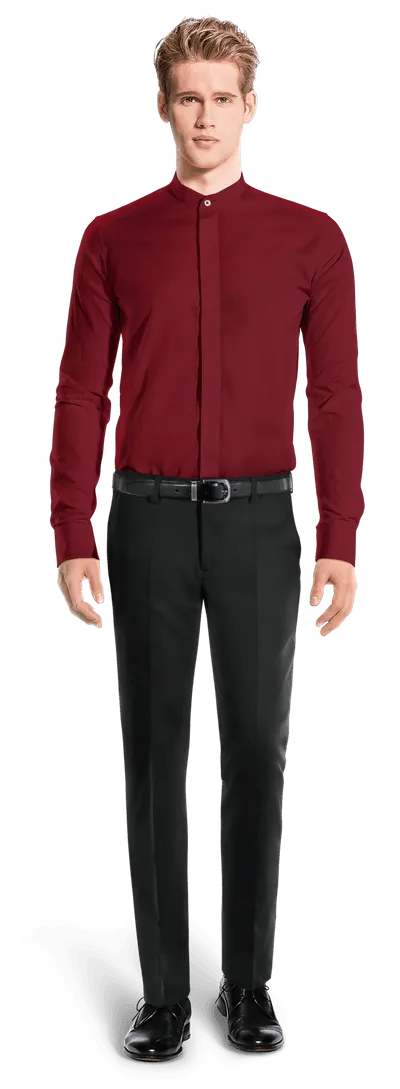 Imperial red band collar Shirt with hidden buttons