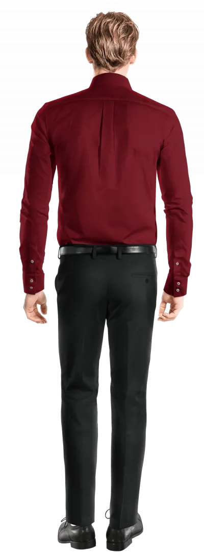 Imperial red club collar Shirt with hidden buttons