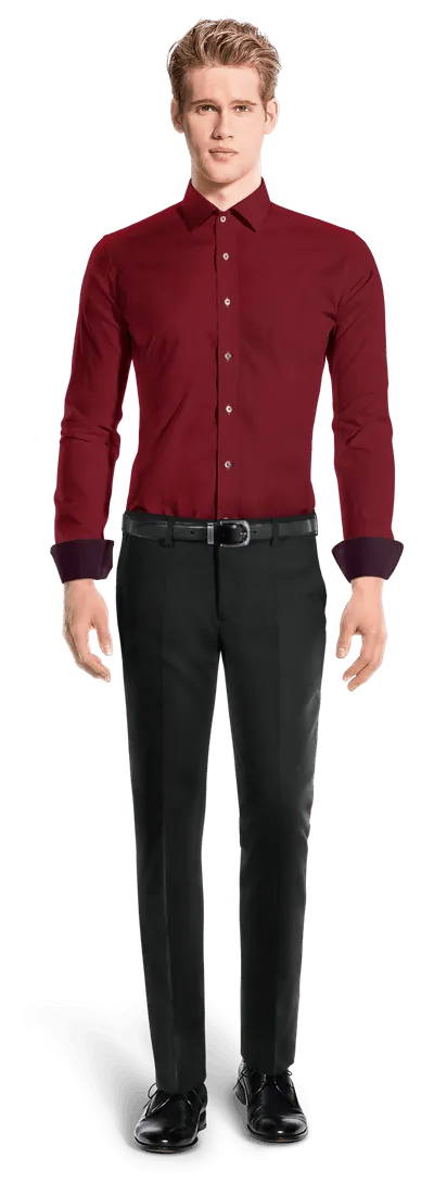 Imperial red Custom Shirt with contrast collar