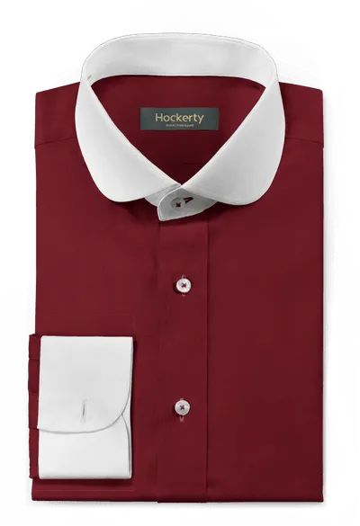 Imperial red french cuff penny collar Shirt with contrast collar