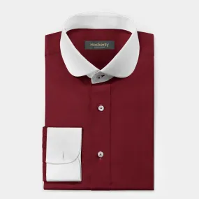 Imperial red french cuff penny collar Shirt with contrast collar