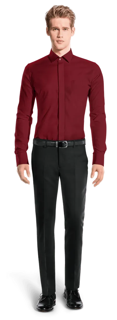 Imperial red Tailored Shirt with hidden buttons