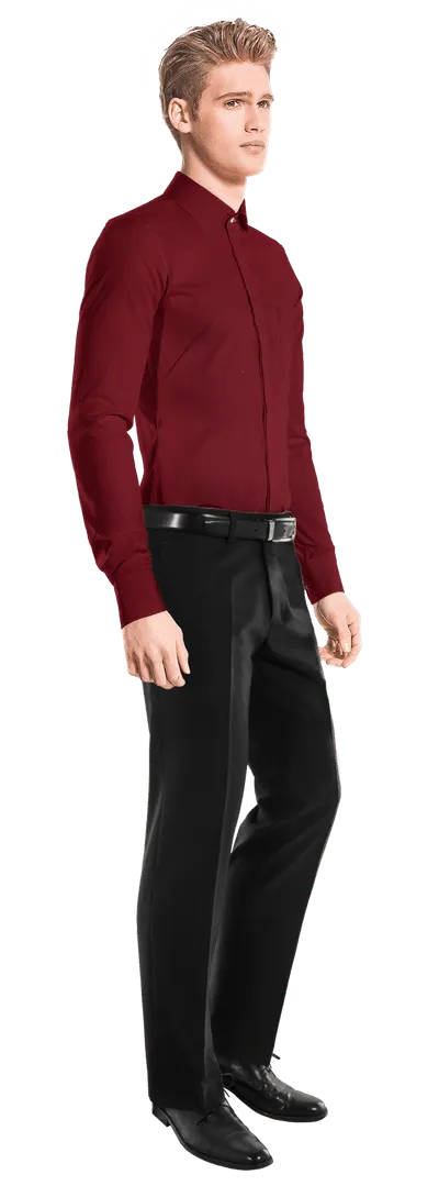 Imperial red Tailored Shirt with hidden buttons