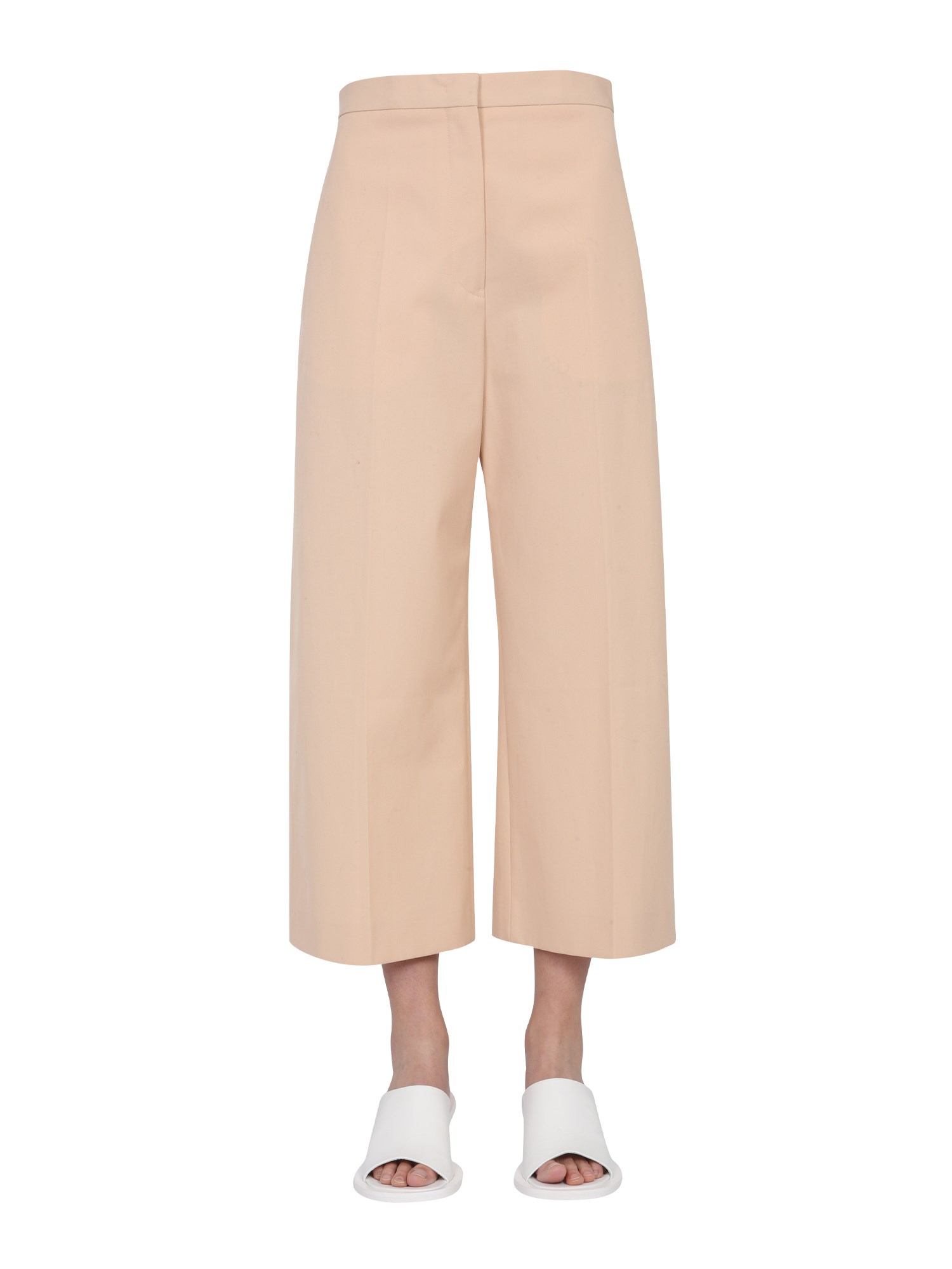 JIL SANDER    CROPPED COTTON TROUSERS WITH WIDE LEG