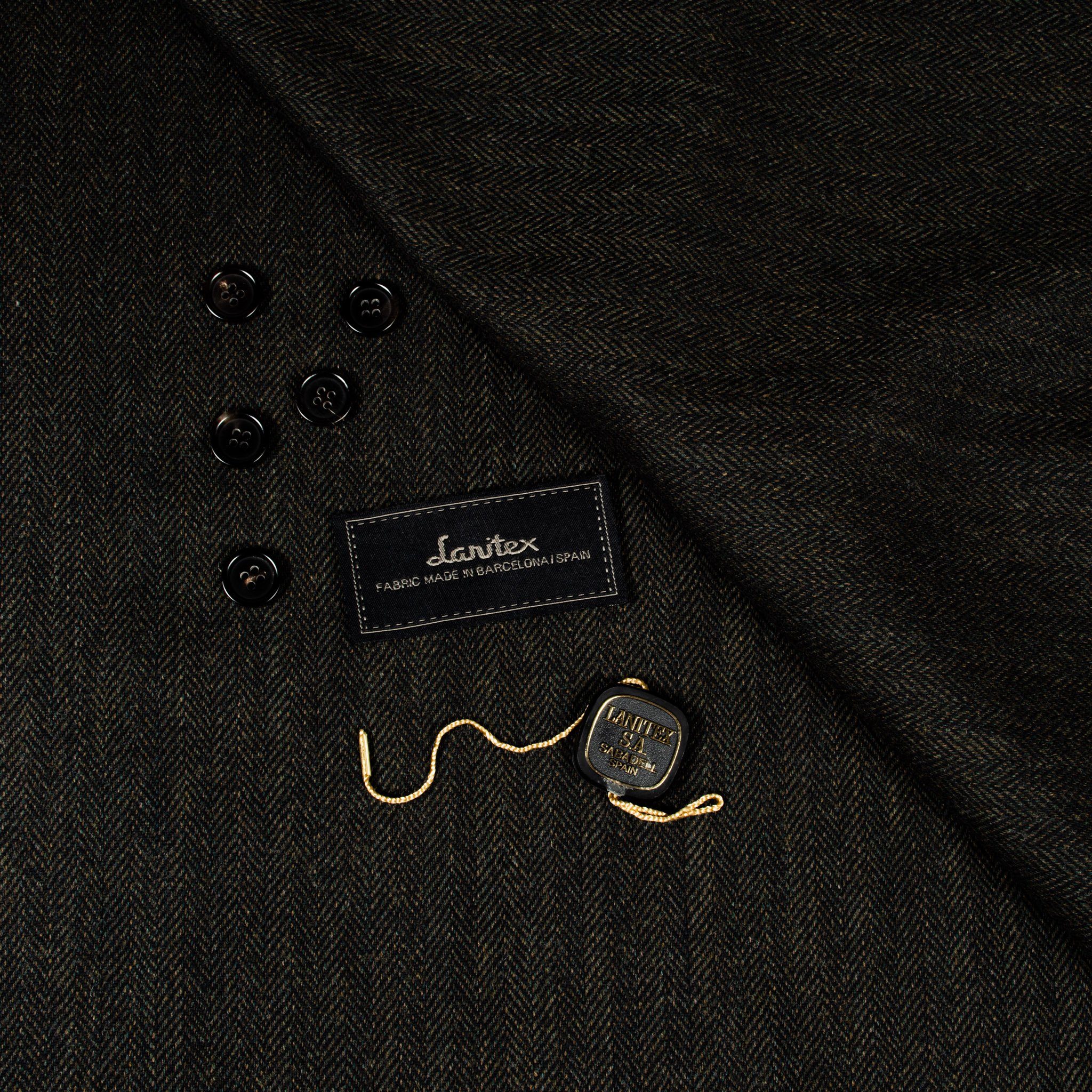 Lanitex Dark Olive Herringbone Custom Trousers